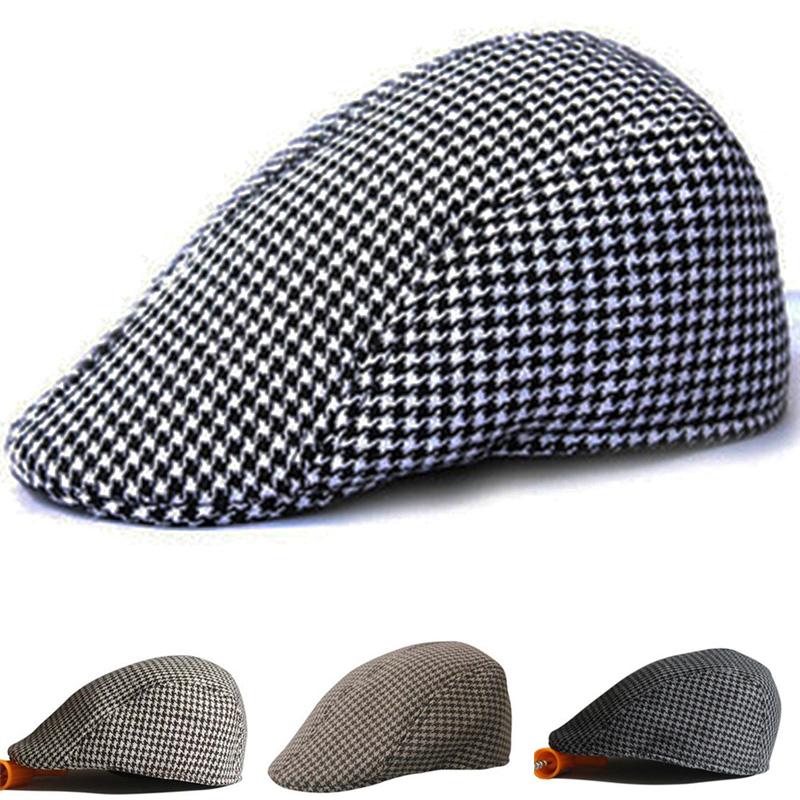 

Berets Spring Autumn Womens Knit Men Vintage Boinas Plaid Woolen Warm Hat Toca Casual Beret Cap, Dark grey