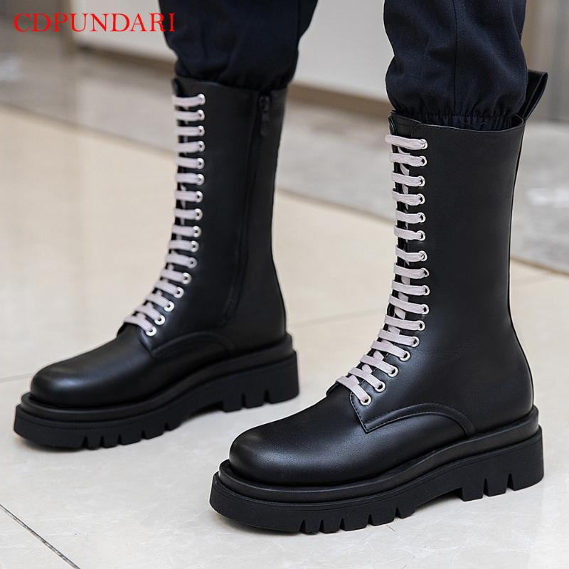 

Black Chunky Motorcycle Boots For Women Platform Ankle Boots Ladies Street Punk Autumn Winter Short Shoes