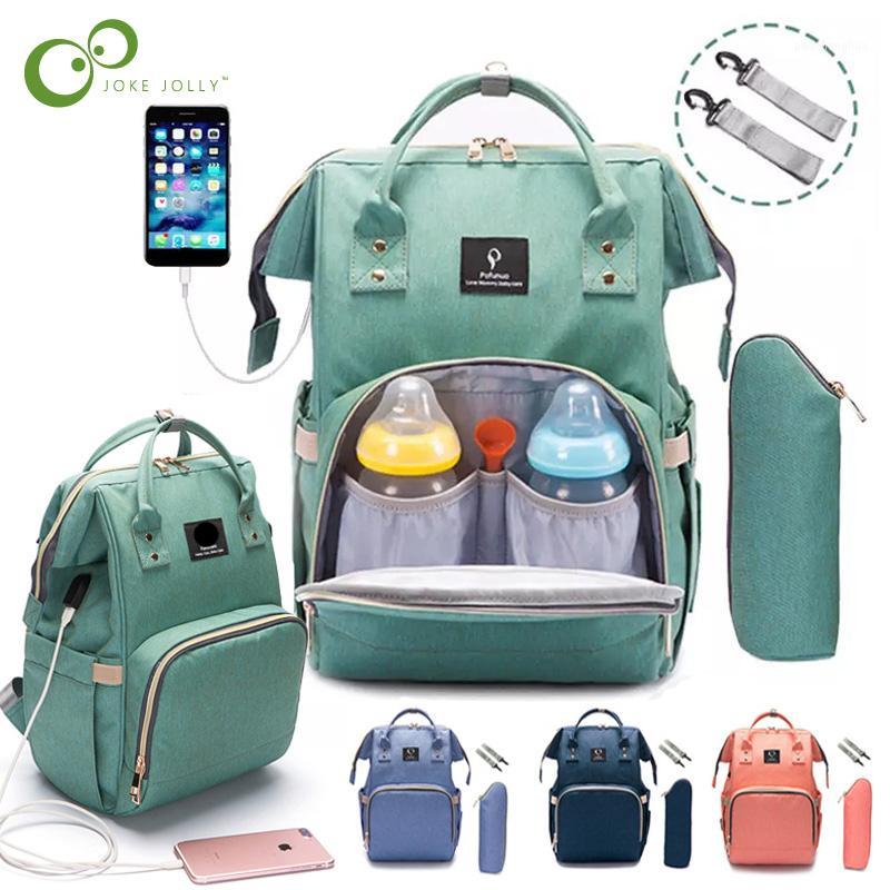 

New Diaper Backpack Large Capacity Nappy Bag Waterproof Maternity Travel Nursing Bags Baby Care Stroller Handbags USB design ZXH1, Random color