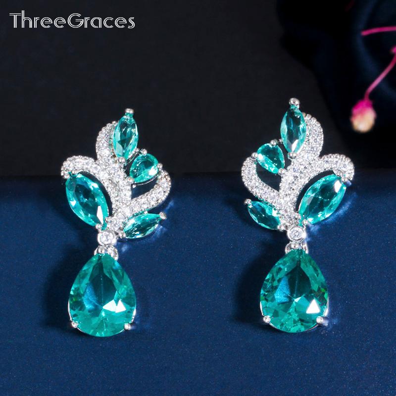 

Dangle & Chandelier ThreeGraces Cute Light Blue Cubic Zirconia Crystal Pear Drop Earrings For Women 2021 Fashion Korean Jewelry ER507