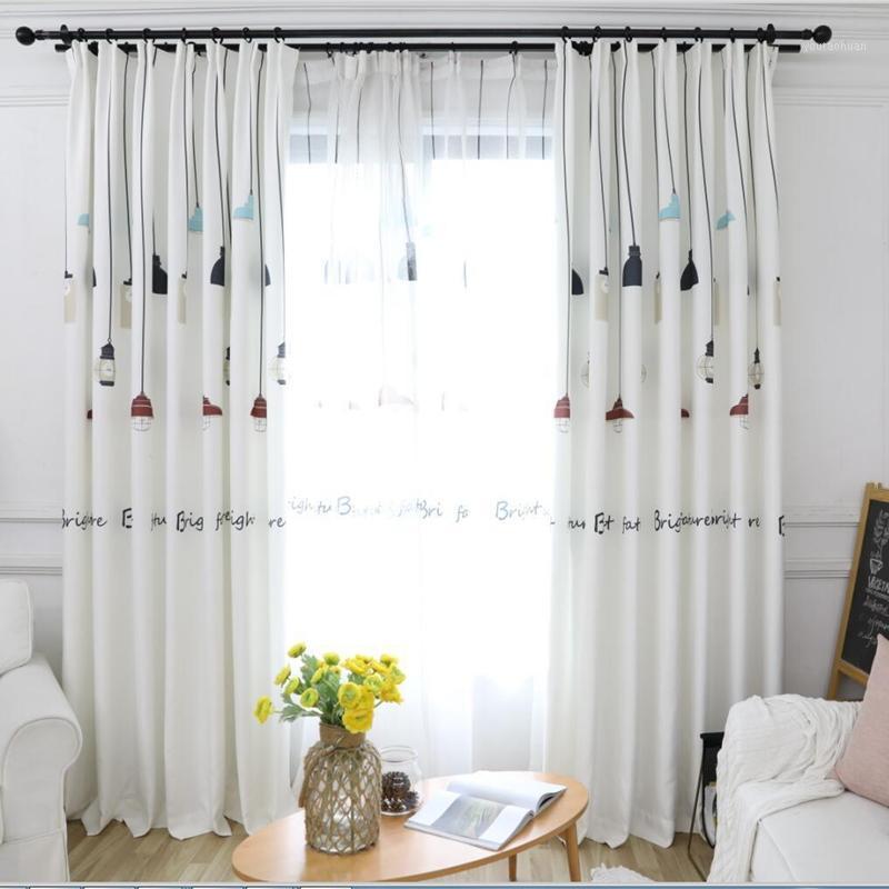 

Colorful Lamp Nordic New Design Shade Curtains for Living Room Cartoon Blackout Window Curtains Fabric for Children1, Tulle