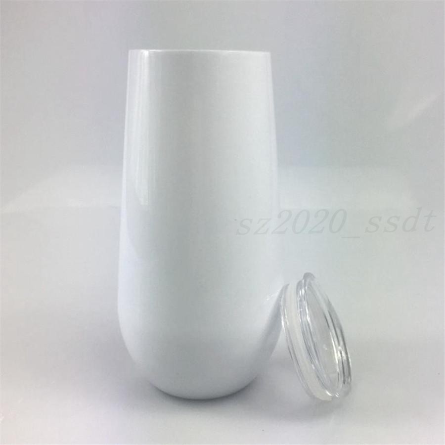 

Sublimation Wine Tumbler 6oz Egg Tumbler With Lid Stainless Steel Blank DIY Vacuum Insulated Drink Beer Cup, White