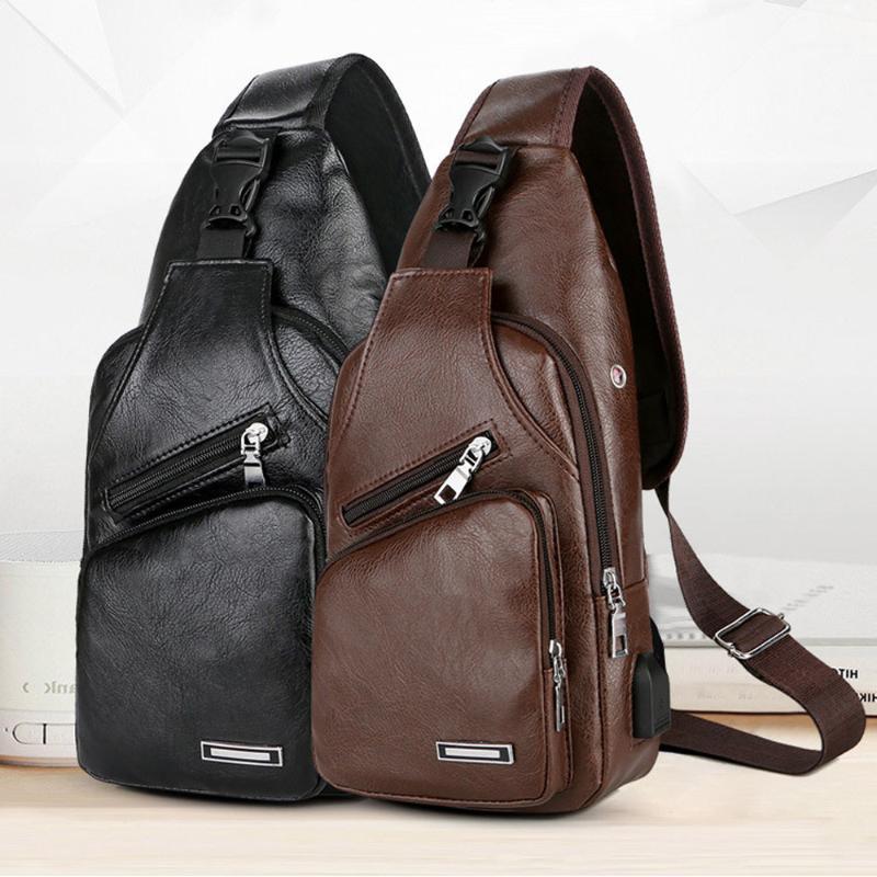 

USB Portable Waist Bag Travel Charging Casual Sports Backpack Crossbody Shoulder Bag Chest Fanny Pack1, Brown