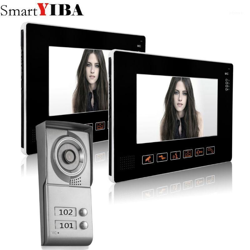 

SmartYIBA 2 Units Apartment Intercom Wired 9"Video Door Phone Video Door Entry System Intercom Doorbell Camera Home Security Kit1