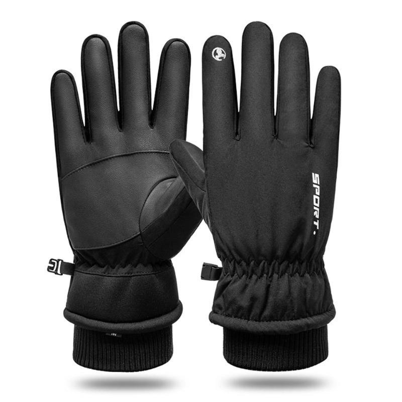 

GOBYGO Winter Waterproof Windproof Touch Screen Plus Velvet Riding Warm Gloves Windproof Fashion Outdoor Non-Slip Ski Gloves, Black