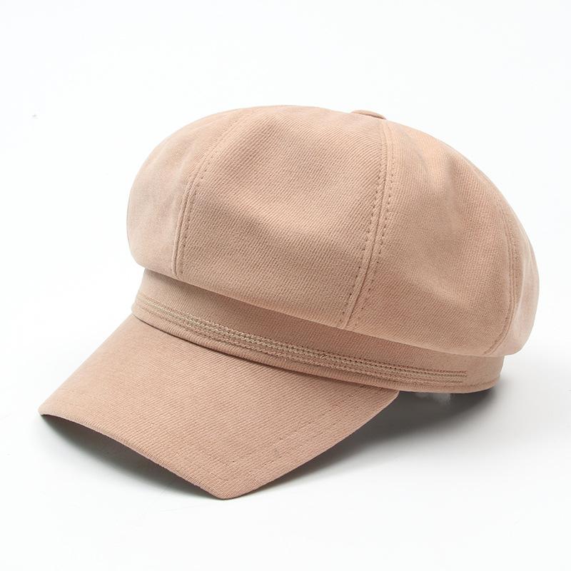 

LDSLYJR cotton solid beret casual painter hat peaked octagonal hats for women and girl 19, White