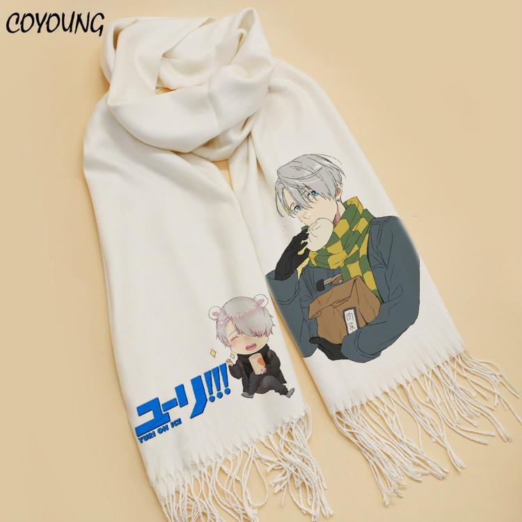 

YURI!!! on ICE Viktor Scarf Soft White Warm Cute Winter Scarf Shawl Fashion