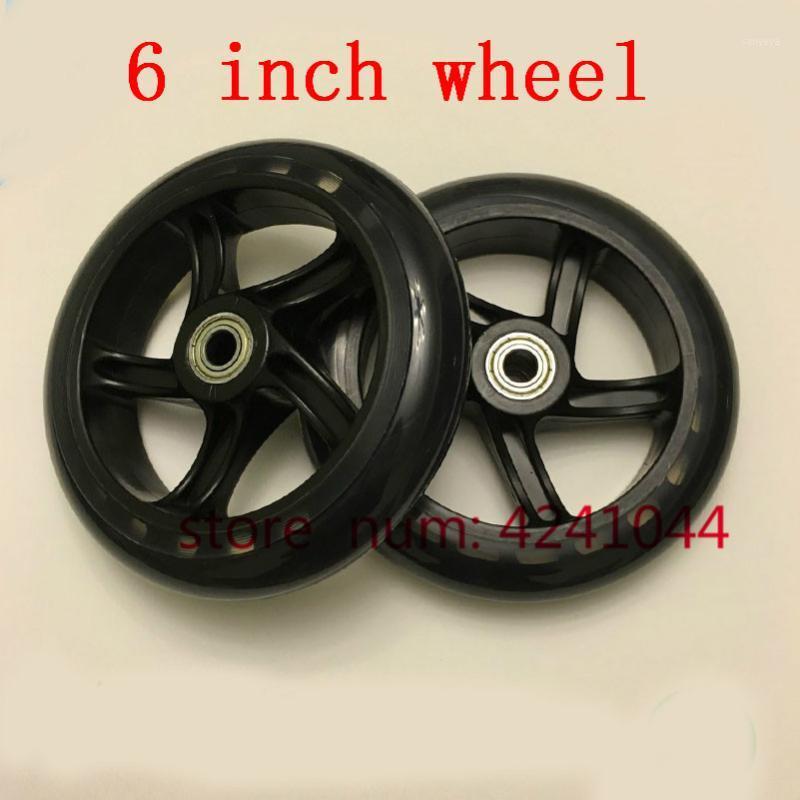 

Free shipping 2pcs 6 inch wheels 6''caster wheels 145 mm PU silent skateboard small pull car luggage cart shopping cart1
