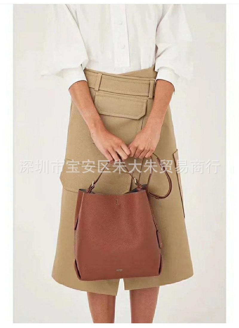 

Juanjuan bucket bag women's large capacity bag leather shoulder versatile foreign style messenger leather new style, See chart