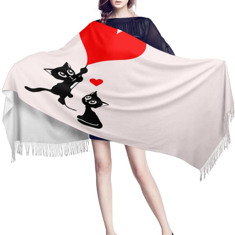 

Women Cashmere Scarf Thin Lady Love Cat Balloon Shawls and Wraps Female Hijab Long Head Scarves