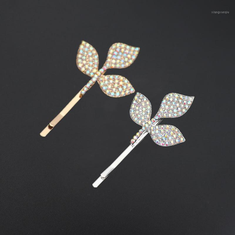 

Metal Leaf Hair Clip Women Girl Korean Hairpins Rose Gold Crystal Flower Headband Barrettes Birthday Gift Clips &, Golden;silver