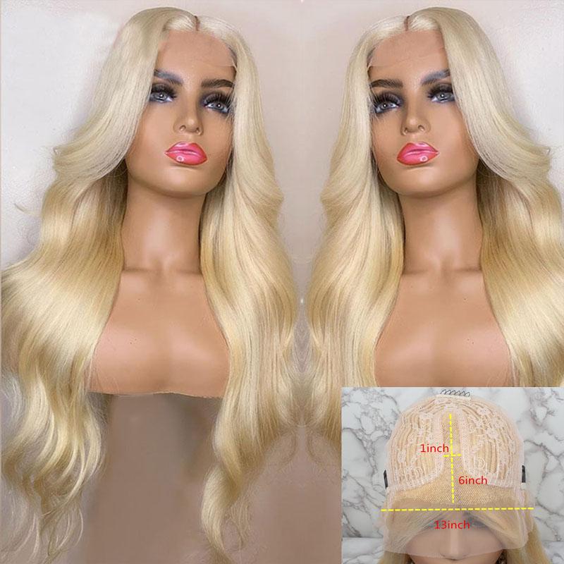 

613 Transpare Lace Part Wig Brazilian Body Wave180 Glueless Lace Human Hair Wigs Honey Blonde Body Wave Long Deep T Part, 13x4 lace front wig