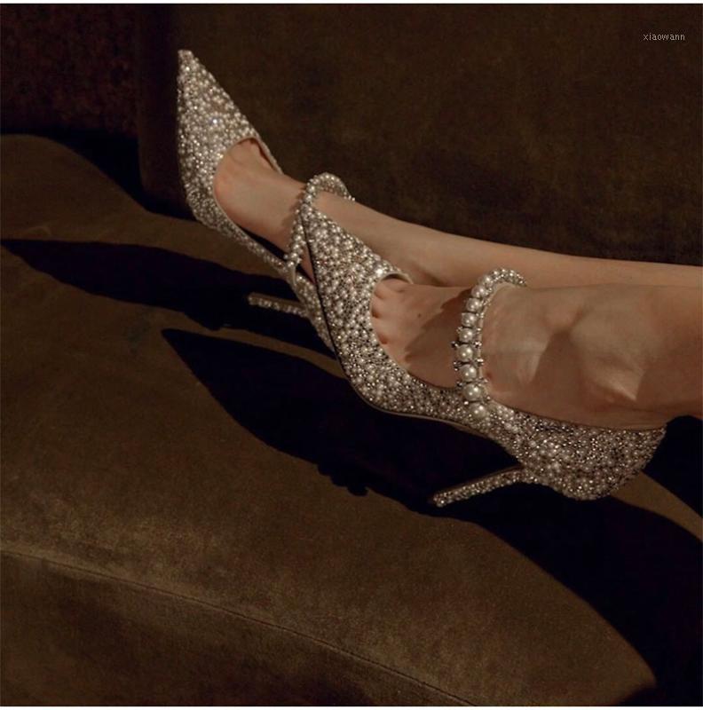 

Luxury Design Rhinestone Embellished High Heels Wedding Pumps Crystal Stiletto Pumps Womens Shoes Ladies Party Dress Shoes Woman1, 6cm