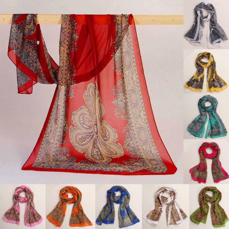 

Vintage graceful printed neck scarves for women lady elegant charming cashmere scarf Soft Chiffon Scarf Wrap #3082