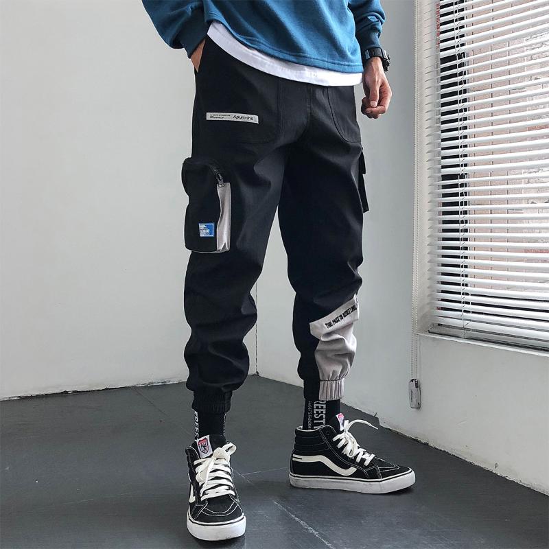 

Cargo Pants Men' Autumn Trend Korean Version of Slim Feet Pants Hip-hop Street Fashion Brand Ins Nine Points Casual, Black