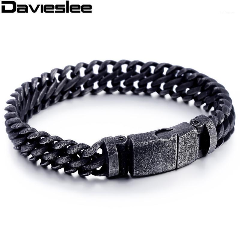 

12mm 21.3cm Mens Chain Boys Bismark Enamel Smooth Silver Color Matte Gunmetal 316L Stainless Steel Bracelet LHB4461