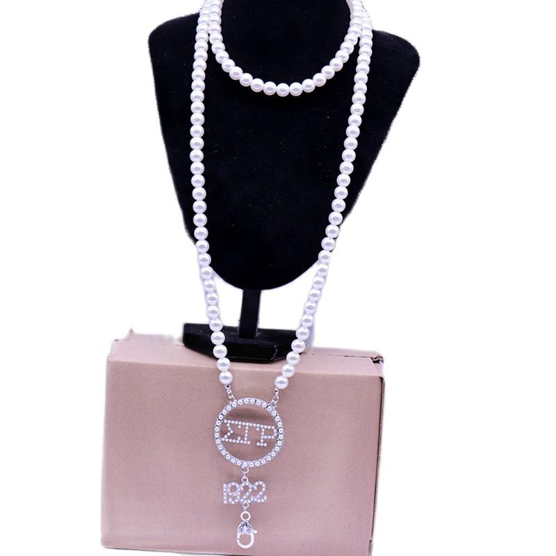 

Pendant Necklaces Made Two Layers Choker Statement Greek Soror 1922 Sigma Gamma Rho Pearl Lady Service 100 YRS Wear Jewelry