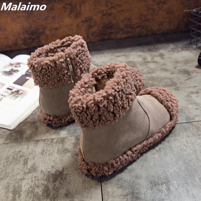 

2020 new style sheep coil wool cotton boots, fashionable warm and fluffy cotton shoes, women winter flat anti-skid boots1, Black