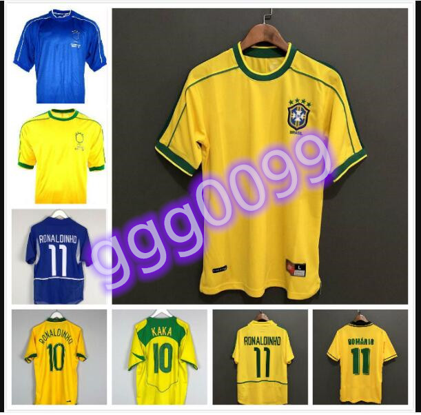 

Retro Brazils 1994 1988 1998 2000 2002 2004 2006 soccer jerseys ROMARIO RONALDINHO RIVALDO KAKA 94 98 00 02 06 Brazils football shirt