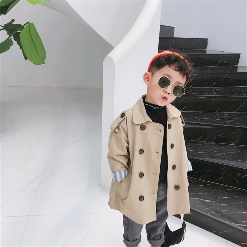 

1 2 3 4 5 6 Years Kids Baby Trench Coat Casual Korean Double Breasted Windbreaker for Girls Boys Clothing Autumn Child Jackets 201106, Ivory