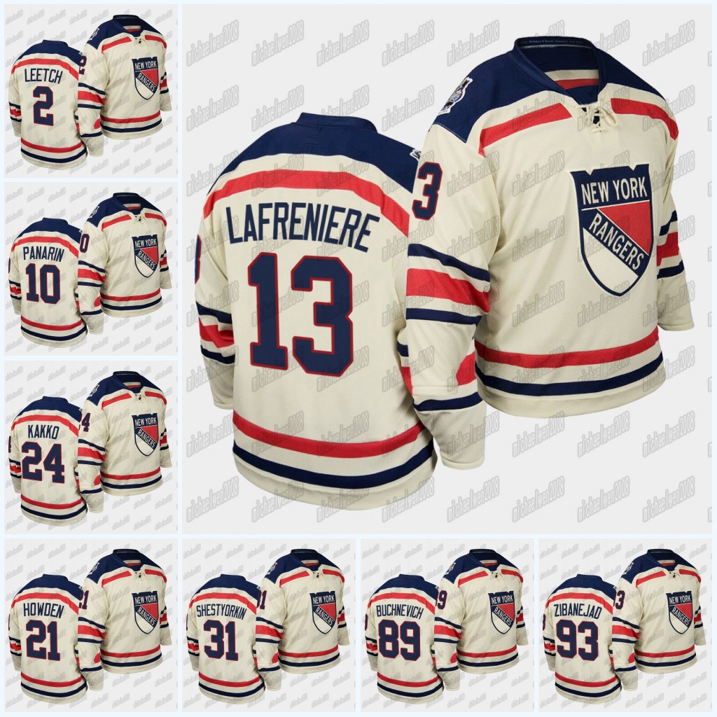 

Alexis Lafreniere 2012 Winter Classic New York Rangers Kaapo Kakko Mika Zibanejad Chris Kreider 2 Brian Leetch White Replica Jerseys, Blank no name no number