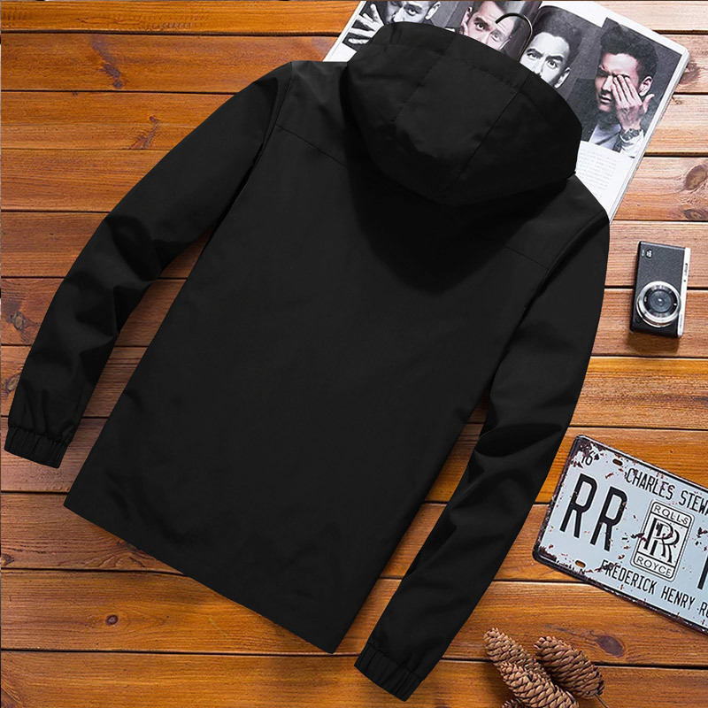 

2021 New Men's Water-proof Dwaterproof Autumn Wind-proof Jackets Spring-proof Coats Bomber Suit Jacket Thin Male Hood with W3AR, Black