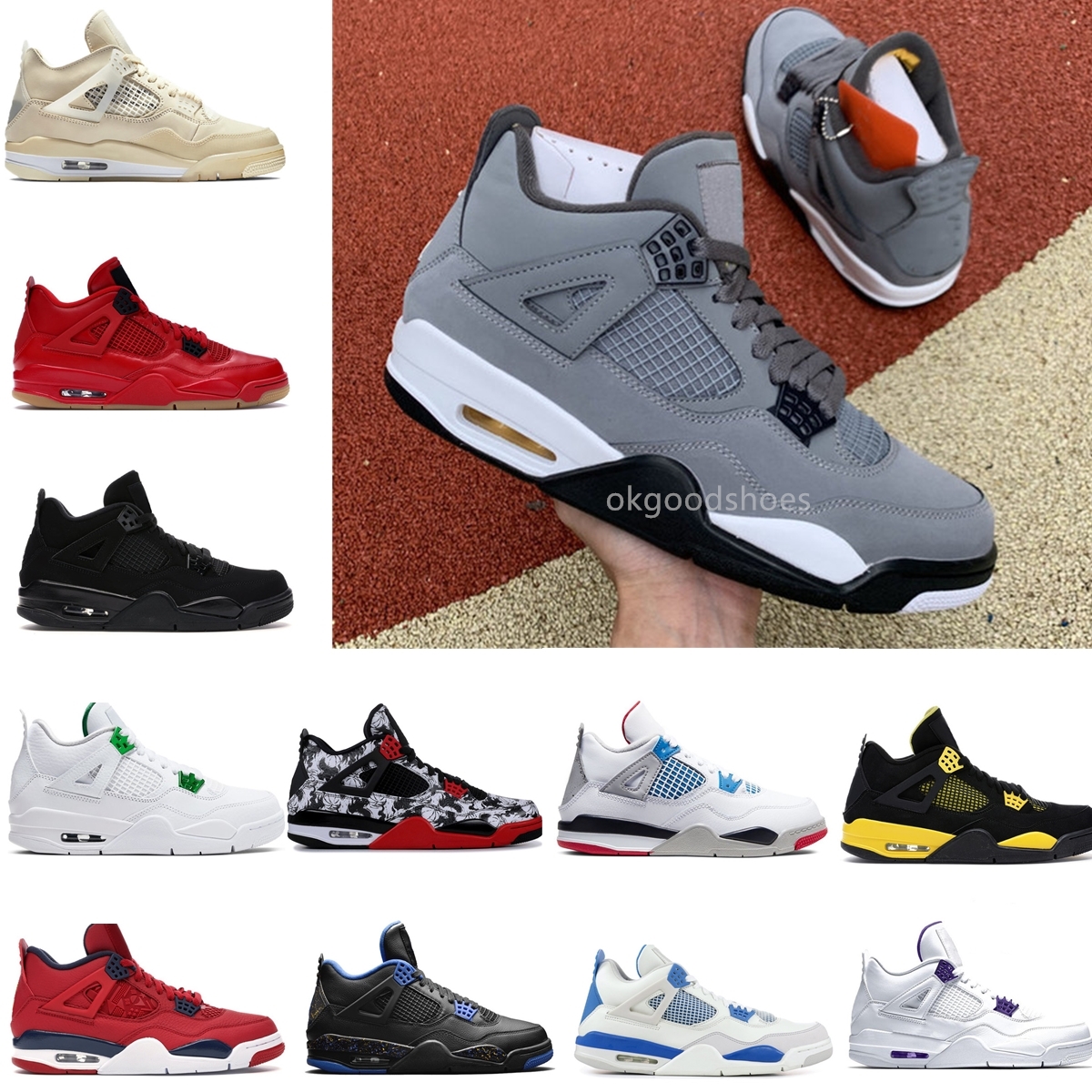 

2020 New Arrival Wholesale Jumpman 4 4s White Cement Cactus Jack Men Womens Basketball Shoes Neon Court Purple Bred Mens Trainers Sports Sne, Color #23 do the right thing