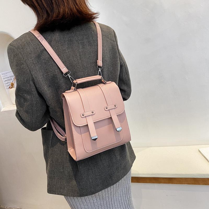 

Backpack women's bag 2021 new Korean fashion simple versatile Pu soft leather multi-purpose Backpack, Black