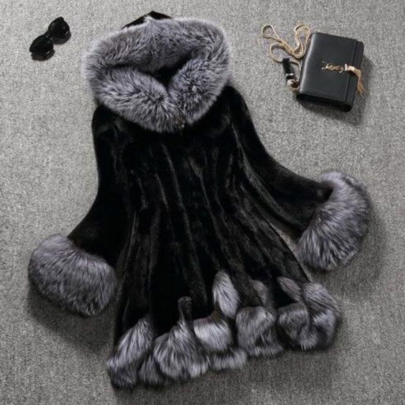 

MwOiiOwM 2020 New Fashion Women Casual Synthetic Fur Clothing Hooded Coat Overcoat Outwear, Black
