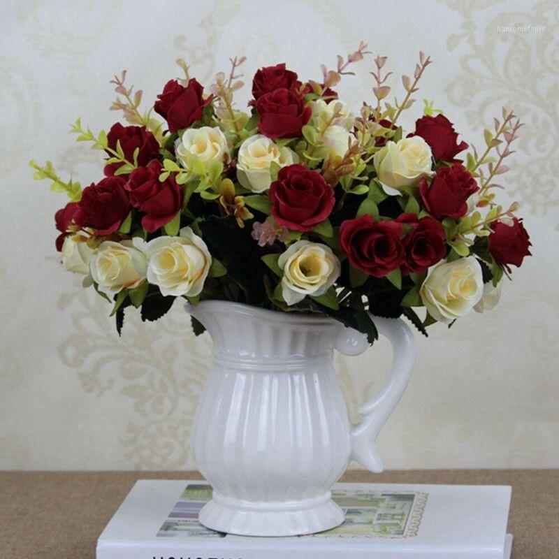 

New Hot Beauty Bride Wedding Bouquet Bridesmaid Holding Bouquet Wedding Supplies Artificial Silk Rose Flower Table Decoration1