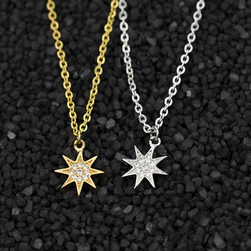 

10pcs Collares Largos De Moda 2021 Stainless Steel Gold Chain CZ Geometric Sun Pendant Necklaces For Women Collier Birthday Gift