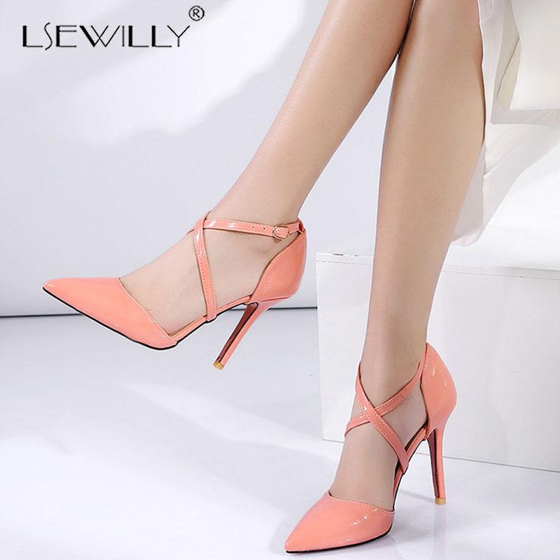 

Lsewilly size 30-47 New 2021 fashion sexy high heels ladies pointed toe pu patent leather summer shoes women pumps footwear, Black