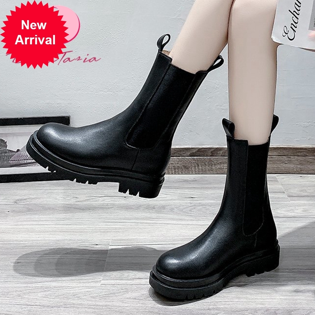 

2021 The New New Chunky Heels Ankle Toe Elastic Women Boots Daily Street Shoes Women's Fashion Yt4l, Black