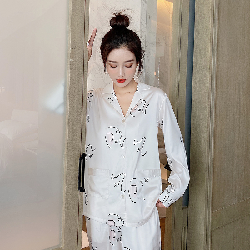

Love Korea Sweet Girl Hearts Define Satin Silk Noble House Sexy Female Purple Dress Long Pajamas Ui3s, White