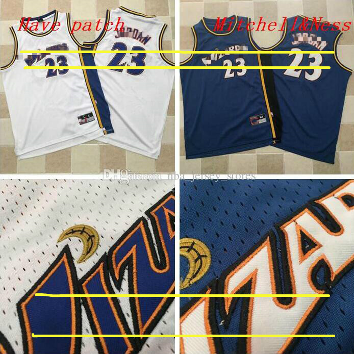 

Mens basketball Washington Wizards 23 Michael MJ Mitchell & Ness white blue retro style Swingman Jersey 01