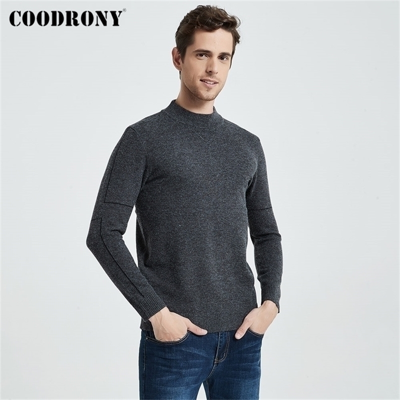 

COODRONY Brand Turtleneck Sweater Men Clothing Autumn Winter Thick Warm Jumper Sweaters Pure Color Knitwear Pullover Men C1190 201201, Gray