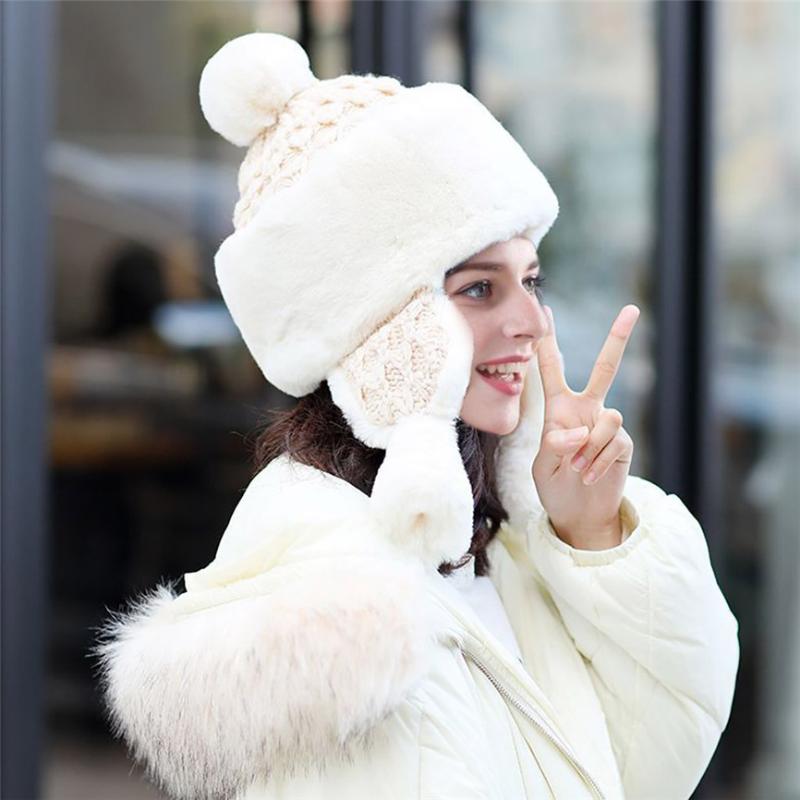

Autumn And Winter Thickening Earmuffs Hat Plus Velvet Keep Warm Winter Wool Knitted Hat Earmuffs Hemming Thicken Ski 2020 30
