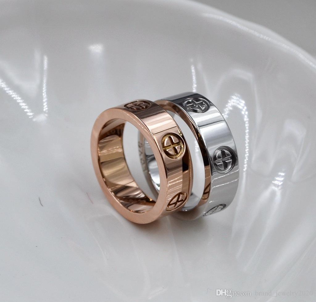 

love ring 4mm 6mm titanium steel silver men and women rose gold ring for lovers couple ring