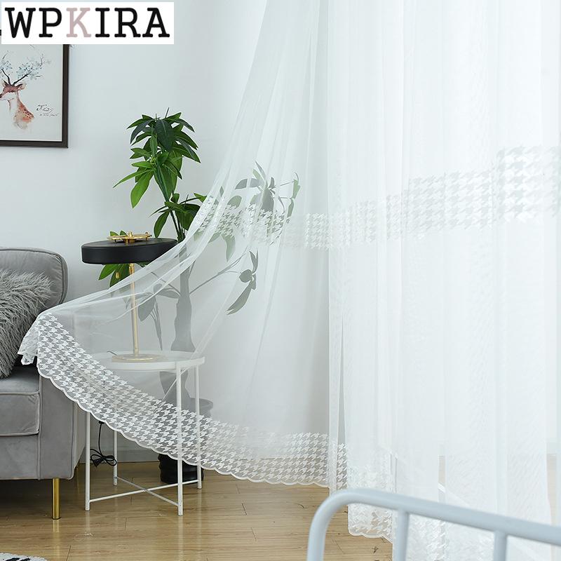 

White Plain Curtain for Living Room Lace Sheer Soft Fabric for Window Kitchen Balcony Tulle Drape Voile Curtain X421#40, White tulle