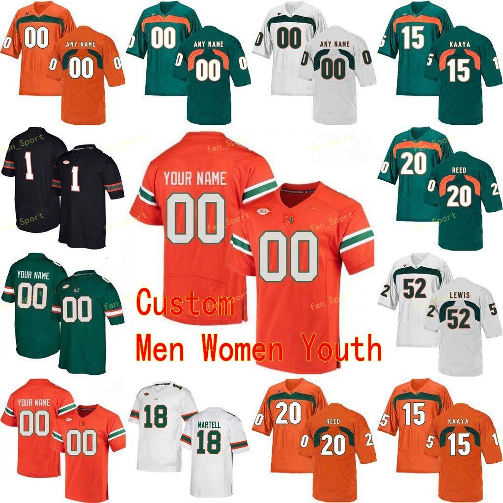 

Custom Miami Hurricanes College Football Jersey 2 KJ Osborn 2 Trajan Bandy 20 Ed Reed 22 Robert Burns 24 Travis Homer Women Youth Stitched