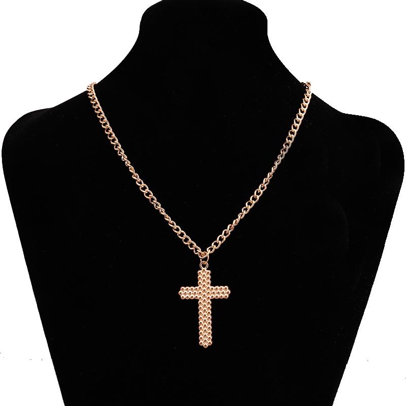 

Simple Style Long Statement Alloy Cross Clavicle Chain Jewelry Gold Color Pendants Necklaces for Women Men Lover Gifts