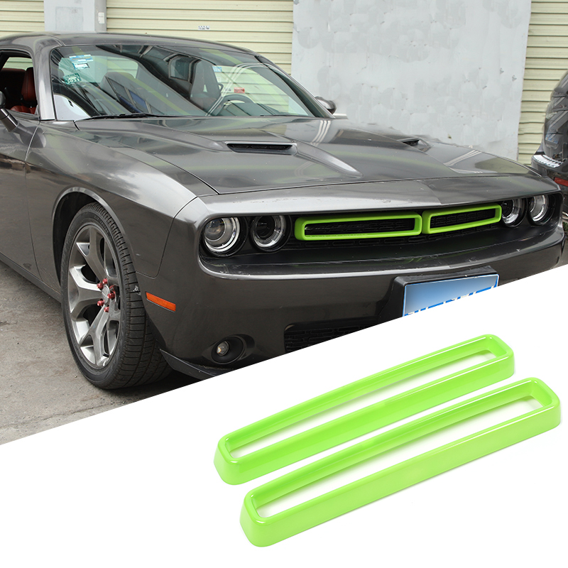 

Green Car Front Mesh Gril Front Grilles Decoration Ring For Dodge Challenger 2015 UP Car Styling Car Interior Accessories