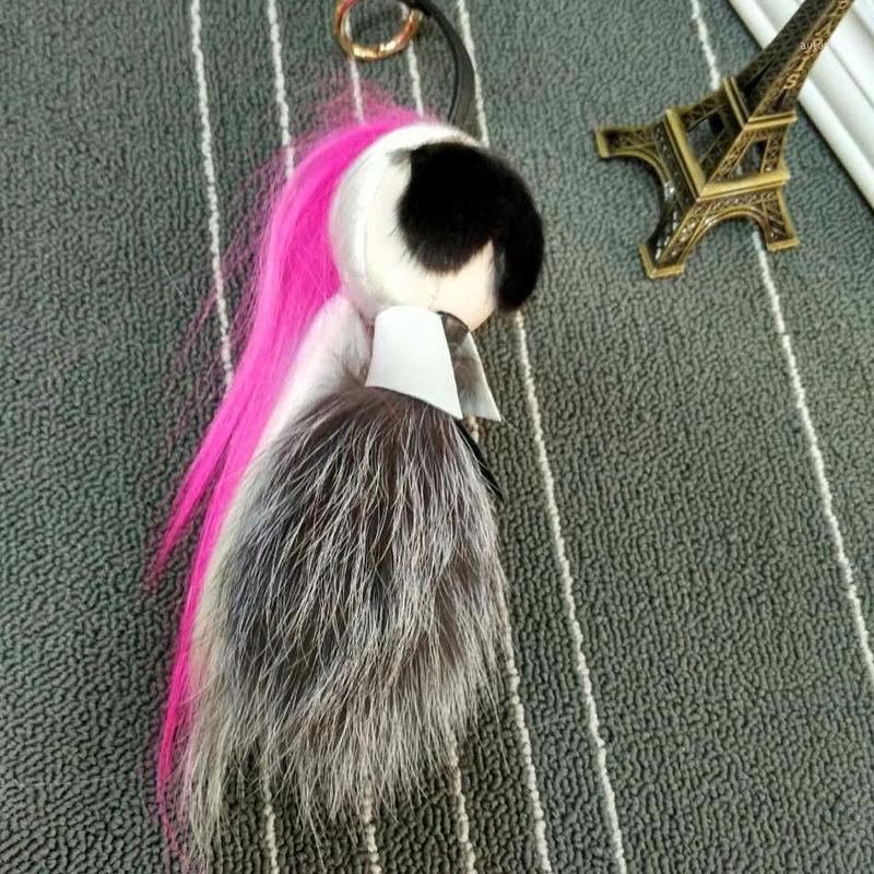 

Luxury Keychain Real Chaveiro For Women Fluffy Car Ornaments Charm Bag Holder Pendant Accessories Plush Chains1