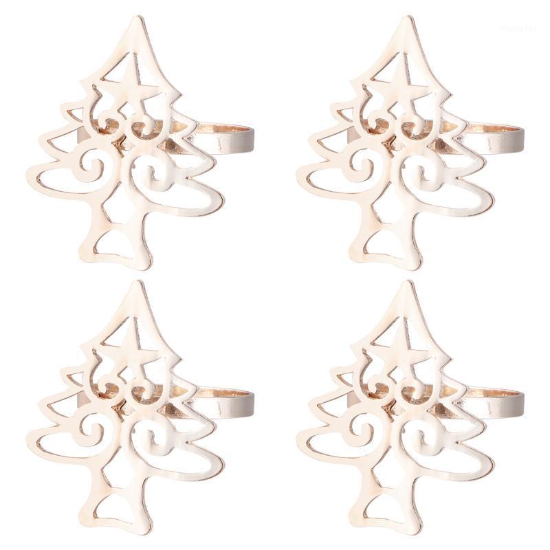 

4Pcs Napkin Buckles Christmas Tree Shape Alloy Napkin Holders for Dinner1