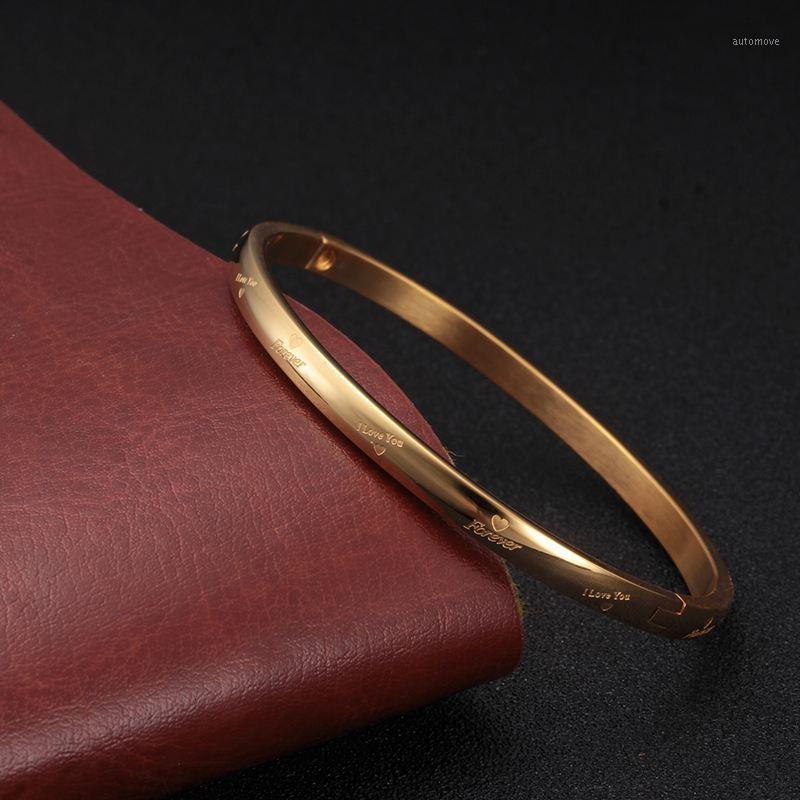 

Fashion 316L Stainless Steel Bangles Bracelets for Woman Gold Plating Couple Bangle WristBand Pentagram Engrave Party Jewelry1