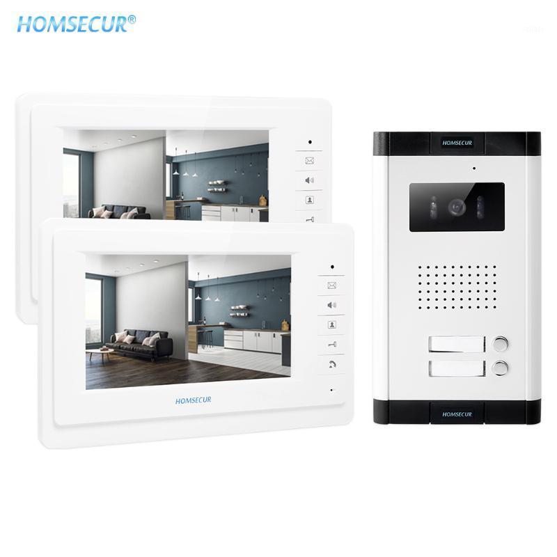 

HOMSECUR HandsFree 4 Wire 7" Video Door Intercom Call System Mute Mode 700TVLine Aluminum alloy Camera for 2 Families/Apartments1