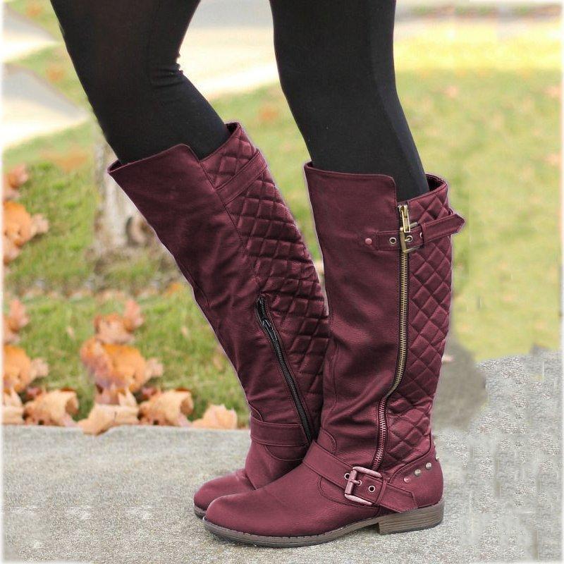 

Women Boots PU Leather Zipper Retro Casual Womans Booties Gladiator Low Heel Shoes Ladies Fashion Botas Mujer Invierno TW6411, Black