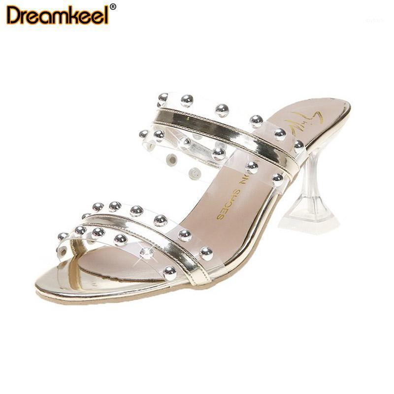 

Women Sandals Peep Toe Perspex Heel High Heels Sandals Lady Shoes slippers for women 2021 PVC Rivet Sexy Fashion Y1, Simplicity