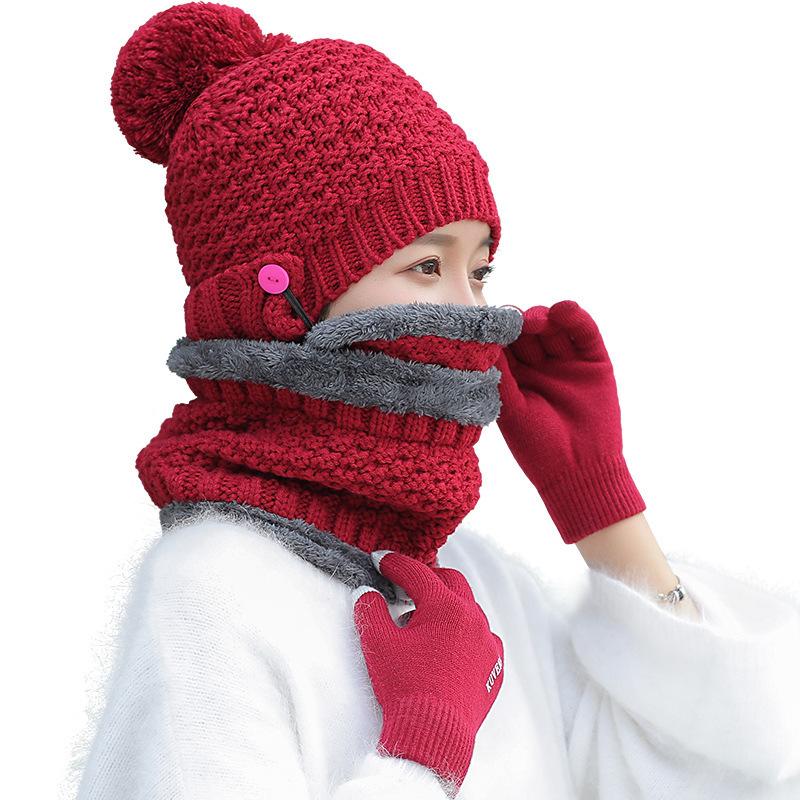

2021 NEW Adult Windproof Hat Cycling Skiing Knit Hat Scarf Mask Sets Warm Knitted Cap Winter Clothes Accessories Dropshipping