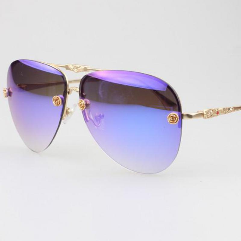 

New Fashion star style fashion sunglasses gradient women's rimless sunglasses vintage Femininbig box frog glasses